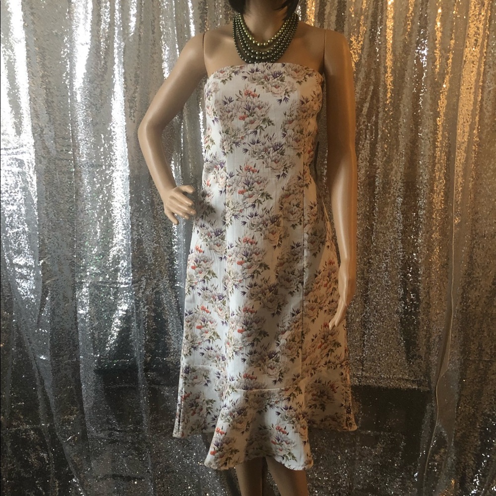 Eva Mendes Embroidered Flowers Floral Dress - Picture 1 of 2